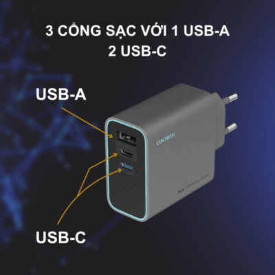 Củ Sạc Nhanh Cuktech AD653C 65W GaN: Sạc Siêu Tốc Cho Mọi Thiết Bị Của Bạn Củ Sạc Nhanh Cuktech AD653C 65W GaN: Sạc Siêu Tốc Cho Mọi Thiết Bị Của Bạn - <strong>Cuktech AD653C</strong> là củ sạc nhanh 65W trang bị công nghệ GaN tiên tiến, mang đến khả năng sạc siêu tốc và hiệu quả cho laptop, điện thoại thông minh, máy tính bảng và nhiều thiết bị khác. Với thiết kế nhỏ gọn, bền bỉ và nhiều tính năng bảo vệ, <strong>Cuktech AD653C</strong> là giải pháp sạc lý tưởng cho mọi nhu cầu. Tận hưởng tốc độ sạc vượt trội và an toàn tuyệt đối, giúp bạn tiết kiệm thời gian và luôn sẵn sàng cho mọi công việc. Đừng bỏ lỡ trải nghiệm sạc nhanh đỉnh cao với <strong>Cuktech AD653C</strong>!