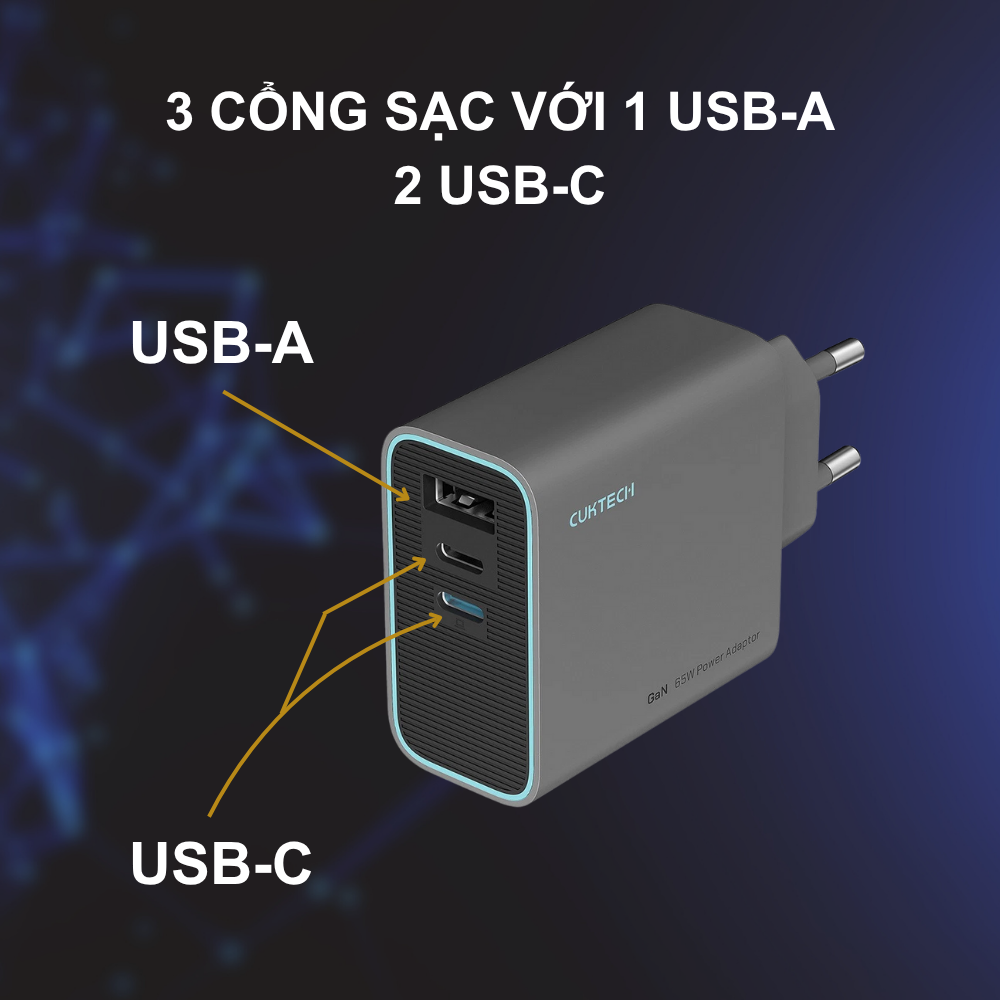 Củ Sạc Nhanh Cuktech AD653C 65W GaN: Sạc Siêu Tốc Cho Mọi Thiết Bị Của Bạn Củ Sạc Nhanh Cuktech AD653C 65W GaN: Sạc Siêu Tốc Cho Mọi Thiết Bị Của Bạn - Hình ảnh 12