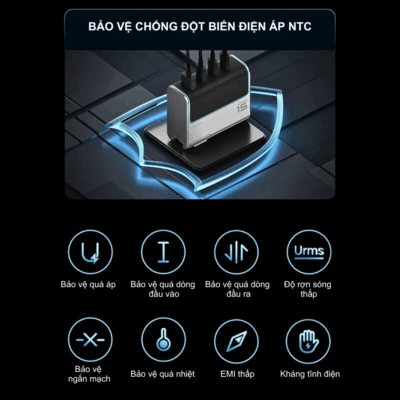 Bộ Sạc Cuktech GaN Charger 4 Ports 140W (AD1404U) Sạc Đa Năng, Siêu Mạnh Cho Mọi Thiết Bị - Nâng tầm trải nghiệm sạc của bạn với Bộ sạc Cuktech GaN Charger 4 Ports 140W (AD1404U), trung tâm năng lượng mạnh mẽ và đa năng. Với công suất tối đa 140W và 4 cổng sạc (USB-C & USB-A), bạn có thể dễ dàng cấp nguồn cho laptop, điện thoại, máy tính bảng và nhiều thiết bị khác cùng lúc. Công nghệ GaN tiên tiến giúp bộ sạc nhỏ gọn, hoạt động hiệu quả và an toàn tuyệt đối. Hãy sở hữu ngay Cuktech GaN Charger 4 Ports 140W (AD1404U) để trải nghiệm sự tiện lợi, tốc độ và hiệu quả sạc đỉnh cao, mọi lúc mọi nơi. Đây là giải pháp sạc tối ưu cho người dùng hiện đại.