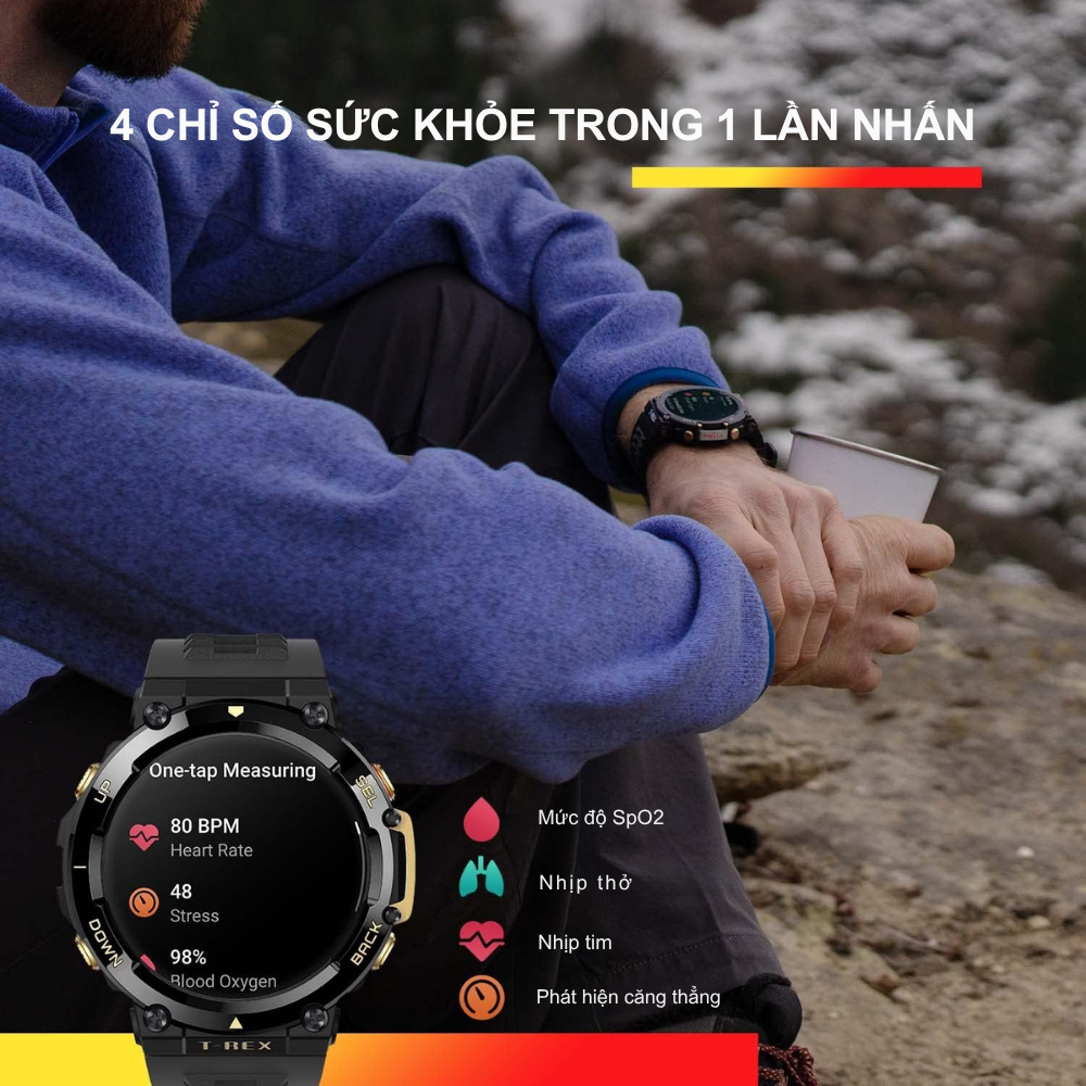 Đồng Hồ Thông Minh Amazfit T-Rex 2: Chống Nước 10 ATM, Pin 24 Ngày & GPS Băng Tần Kép Chuyên Nghiệp Đồng Hồ Thông Minh Amazfit T-Rex 2 Chống Nước 10 ATM, Pin 24 Ngày & GPS Băng Tần Kép Chuyên Nghiệp