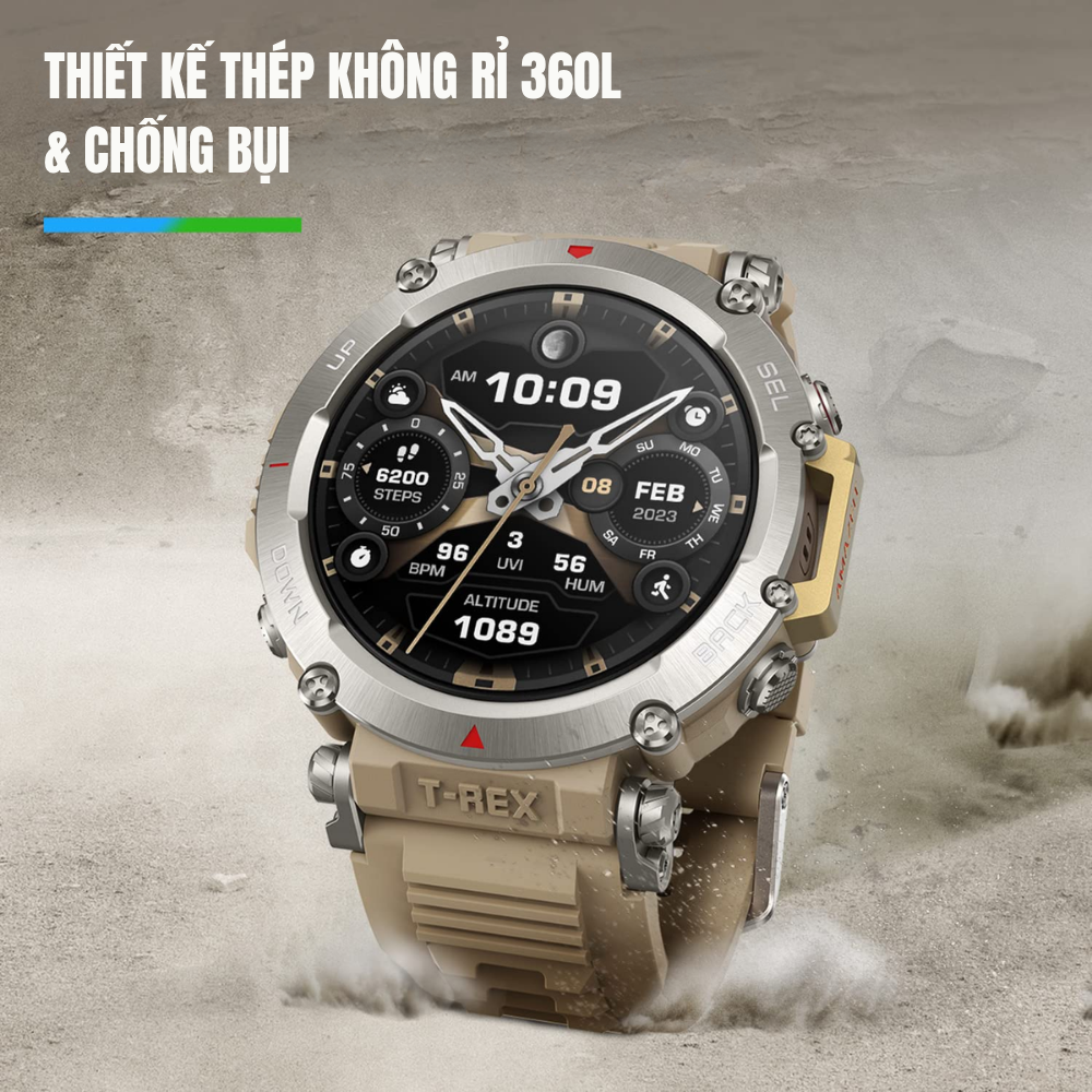 Đồng Hồ Thông Minh Amazfit T-Rex Ultra: Vỏ Thép Không Gỉ, Lặn Biển 30M, GPS Băng Tần Kép & Màn Hình AMOLED Siêu Sáng Đồng Hồ Thông Minh Amazfit T-Rex Ultra: Vỏ Thép Không Gỉ, Lặn Biển 30M, GPS Băng Tần Kép & Màn Hình AMOLED Siêu Sáng