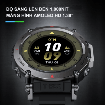 Đồng Hồ Thông Minh Amazfit T-Rex Ultra: Vỏ Thép Không Gỉ, Lặn Biển 30M, GPS Băng Tần Kép & Màn Hình AMOLED Siêu Sáng Đồng Hồ Thông Minh Amazfit T-Rex Ultra: Vỏ Thép Không Gỉ, Lặn Biển 30M, GPS Băng Tần Kép & Màn Hình AMOLED Siêu Sáng