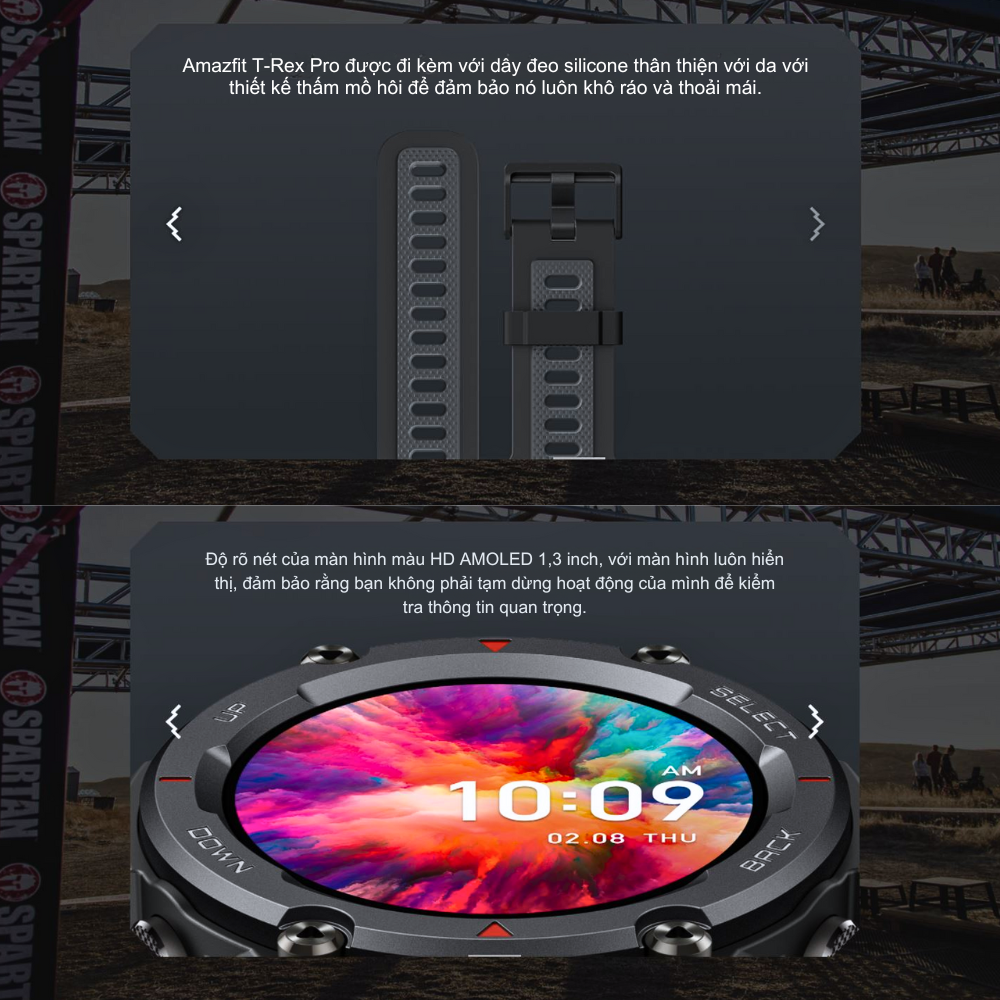 Đồng hồ thông minh Amazfit T-Rex Pro Chính Hãng - Chống Nước 10ATM, Độ Bền Chuẩn Quân Đội, Theo Dõi Sức Khỏe Toàn Diện Đồng hồ thông minh Amazfit T-Rex Pro Chính Hãng - Chống Nước 10ATM, Độ Bền Chuẩn Quân Đội, Theo Dõi Sức Khỏe Toàn Diện
