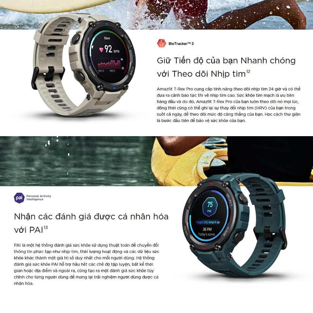 Đồng hồ thông minh Amazfit T-Rex Pro Chính Hãng - Chống Nước 10ATM, Độ Bền Chuẩn Quân Đội, Theo Dõi Sức Khỏe Toàn Diện Đồng hồ thông minh Amazfit T-Rex Pro Chính Hãng - Chống Nước 10ATM, Độ Bền Chuẩn Quân Đội, Theo Dõi Sức Khỏe Toàn Diện