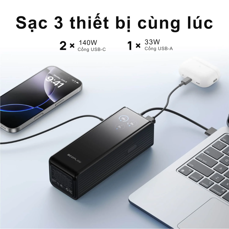 Pin Dự Phòng EcoFlow RAPID (25000mAh, 170W) - Sạc Nhanh, Kép USB-C, Nhỏ Gọn, Mạnh Mẽ Pin Dự Phòng EcoFlow RAPID (25000mAh, 170W) - Sạc Nhanh, Kép USB-C, Nhỏ Gọn, Mạnh Mẽ - Hình ảnh 3