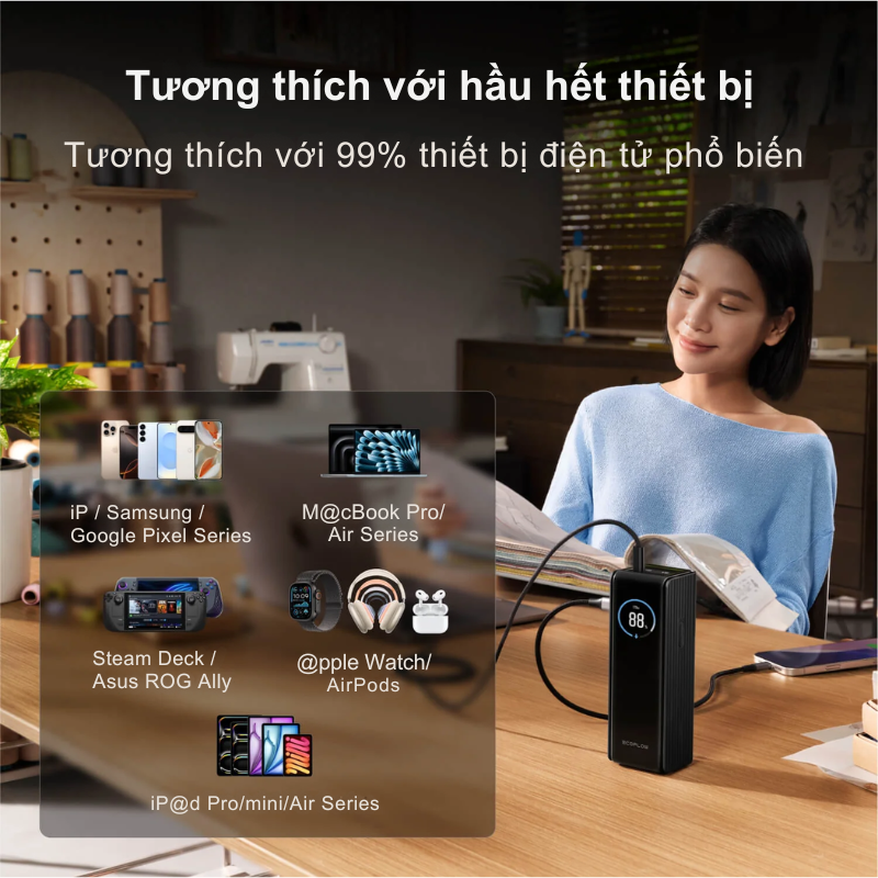 Pin Dự Phòng EcoFlow RAPID (25000mAh, 170W) - Sạc Nhanh, Kép USB-C, Nhỏ Gọn, Mạnh Mẽ Pin Dự Phòng EcoFlow RAPID (25000mAh, 170W) - Sạc Nhanh, Kép USB-C, Nhỏ Gọn, Mạnh Mẽ - Hình ảnh 6