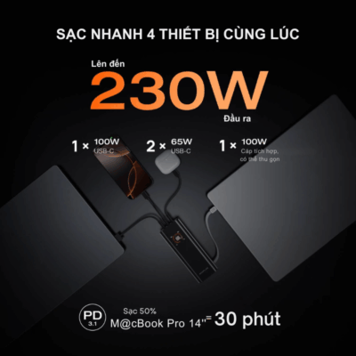 EcoFlow RAPID Pro (230W, Cáp Built-In 100W) - Trạm Sạc Di Động Tích Hợp Cáp, Sạc Nhanh, Đa Năng EcoFlow RAPID Pro (230W, Cáp Built-In 100W) - Trạm Sạc Di Động Tích Hợp Cáp, Sạc Nhanh, Đa Năng - <strong>EcoFlow RAPID Pro</strong> là trạm sạc di động mạnh mẽ và tiện lợi, với công suất 230W và cáp tích hợp 100W, loại bỏ hoàn toàn sự lộn xộn của dây cáp. Chiếc <strong>EcoFlow RAPID Pro</strong> này được thiết kế để cung cấp năng lượng nhanh chóng và hiệu quả cho laptop, điện thoại và các thiết bị điện tử khác. Với kích thước nhỏ gọn và độ bền cao, <strong>EcoFlow RAPID Pro</strong> là giải pháp lý tưởng cho những người thường xuyên di chuyển, đảm bảo bạn luôn có nguồn năng lượng dự phòng đáng tin cậy. Nâng cấp trải nghiệm sạc của bạn với <strong>EcoFlow RAPID Pro</strong> ngay hôm nay!