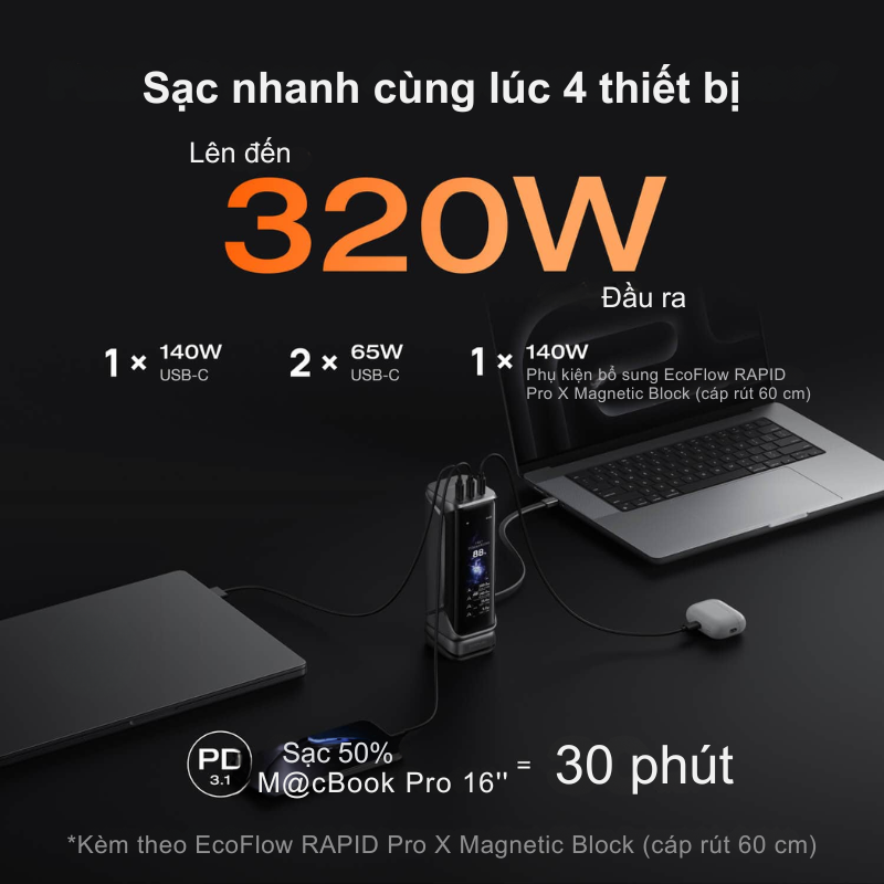 EcoFlow RAPID Pro X 300W - Trạm Sạc Di Động Mạnh Mẽ, Sạc Nhanh Đa Năng Cho Mọi Thiết Bị EcoFlow RAPID Pro X 300W - Trạm Sạc Di Động Mạnh Mẽ, Sạc Nhanh Đa Năng Cho Mọi Thiết Bị - Hình ảnh 4