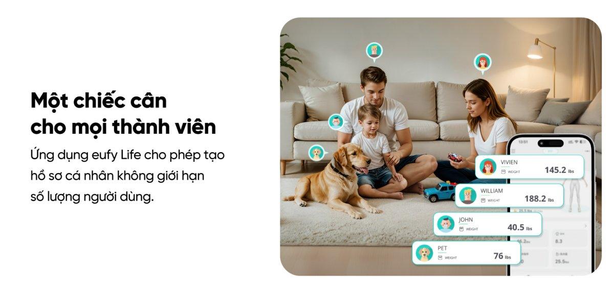 Cân Điện Tử Thông Minh Eufy C20 - Hàng Chính Hãng | Phân Tích 16 Chỉ Số Cơ Thể, Kết Nối App EufyLife Cân Điện Tử Thông Minh Eufy C20 - Hàng Chính Hãng | Phân Tích 16 Chỉ Số Cơ Thể, Kết Nối App EufyLife - Khám phá ngay cân điện tử thông minh <strong>eufy C20</strong>, người bạn đồng hành lý tưởng trên hành trình chăm sóc sức khỏe toàn diện. Với khả năng phân tích chính xác 16 chỉ số sinh trắc học quan trọng, <strong>eufy C20</strong> giúp bạn thấu hiểu cơ thể một cách sâu sắc nhất. Thiết bị sở hữu thiết kế tinh tế, màn hình TFT 3.36 inch hiển thị thông tin trực quan và kết nối dễ dàng với ứng dụng EufyLife qua Bluetooth. Theo dõi tiến trình, đặt mục tiêu và quản lý sức khỏe cho cả gia đình chưa bao giờ dễ dàng đến thế. Với độ chính xác cao và khả năng lưu trữ không giới hạn hồ sơ người dùng, đây là lựa chọn hoàn hảo cho mọi gia đình hiện đại.