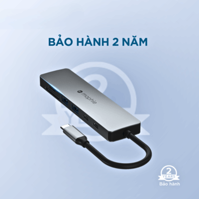 Bộ Chuyển Đổi HUB Mophie 7in1 USB-C - Mở rộng mọi giới hạn kết nối với <strong>HUB Mophie 7in1</strong> USB-C! Bộ chuyển đổi cao cấp này biến một cổng USB-C thành 7 cổng tiện ích: 2x USB-A tốc độ cao, 1x USB-C PD sạc xuyên qua, 1x HDMI 4K, 1x Ethernet Gigabit, và khe đọc thẻ SD/MicroSD. Hoàn hảo cho laptop, máy tính bảng và điện thoại, <strong>HUB Mophie 7in1</strong> giúp bạn tối ưu hóa năng suất, kết nối màn hình ngoài, truy cập mạng ổn định và truyền dữ liệu dễ dàng. Thiết kế bền bỉ, Plug-and-Play, là giải pháp kết nối chuyên nghiệp mọi lúc mọi nơi. Nâng tầm trải nghiệm của bạn với <strong>HUB Mophie 7in1</strong> ngay hôm nay!