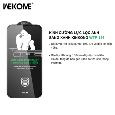 Kính cường lực KinKong WTP-126 lọc ánh sáng Trong suốt Full HD, độ nét cao, kính chống trầy, chống va đập dành cho IPhone Series - Mang đến sự bảo vệ tối ưu cho màn hình điện thoại với Kính cường lực KinKong WTP-126. Được thiết kế với độ cứng vượt trội, khả năng chống trầy xước và va đập tối đa, KinKong WTP-126 đảm bảo màn hình của bạn luôn an toàn trước mọi rủi ro. Độ trong suốt hoàn hảo giúp giữ nguyên chất lượng hiển thị sắc nét, sống động. Thêm vào đó, lớp phủ chống bám vân tay và dễ dàng vệ sinh giúp màn hình luôn sạch bóng. Dễ dàng lắp đặt và tương thích hoàn hảo, KinKong WTP-126 là lựa chọn thông minh để bảo vệ và duy trì vẻ đẹp nguyên bản cho smartphone của bạn.