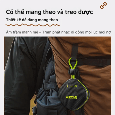 Loa Bluetooth WeKome WD-07 Âm Thanh Mạnh Mẽ, Thiết Kế Đa Dụng, Di Động Mọi Lúc Mọi Nơi - Loa WeKome WD-07 là sự kết hợp hoàn hảo giữa thiết kế hiện đại và hiệu suất âm thanh ấn tượng. Với công nghệ Bluetooth tiên tiến, Loa WeKome WD-07 mang đến kết nối ổn định, giúp bạn thưởng thức âm nhạc không dây sống động mọi lúc mọi nơi. Thiết kế nhỏ gọn, kèm theo quai xách tiện lợi, khiến WeKome WD-07 trở thành người bạn đồng hành lý tưởng cho những chuyến đi, buổi dã ngoại hay các buổi tiệc ngoài trời. Chất âm mạnh mẽ, bass sâu lắng cùng thời lượng pin tốt sẽ khuấy động mọi không gian.