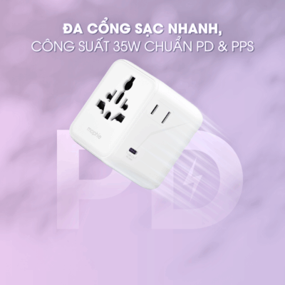 Củ Sạc Du Lịch Mophie Essentials 35W 3C2A GaN – Đa Năng, Sạc Nhanh Cho Mọi Hành Trình - Nâng tầm trải nghiệm sạc du lịch của bạn với Củ sạc du lịch Mophie Essentials 35W 3C2A GaN. Đây là giải pháp sạc tối ưu, tích hợp công nghệ GaN tiên tiến và 5 cổng sạc mạnh mẽ (3x USB-C và 2x USB-A) với tổng công suất 35W. Mophie Essentials 35W 3C2A GaN cho phép bạn sạc đồng thời mọi thiết bị, từ điện thoại, máy tính bảng đến laptop mini, một cách nhanh chóng và an toàn. Thiết kế siêu nhỏ gọn cùng khả năng tương thích quốc tế khiến Mophie Essentials 35W 3C2A GaN trở thành phụ kiện không thể thiếu trong mọi chuyến đi. Hãy tận hưởng sự tiện lợi và hiệu quả vượt trội mà Mophie Essentials 35W 3C2A GaN mang lại cho hành trình của bạn.