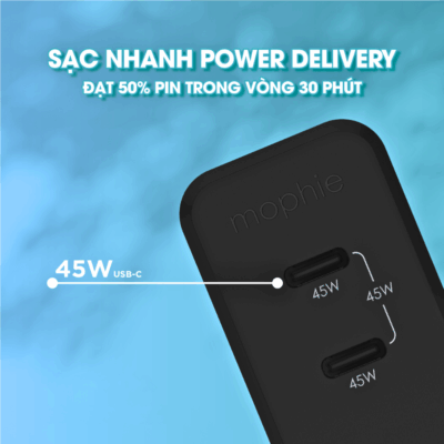 Củ Sạc Mophie Essentials PD 45W GaN - Sạc Nhanh Vượt Trội Cho Mọi Thiết Bị - Trải nghiệm công nghệ sạc đỉnh cao với củ sạc Mophie Essentials PD 45W GaN. Sử dụng vật liệu GaN tiên tiến, sản phẩm này mang đến công suất 45W mạnh mẽ trong một thiết kế siêu nhỏ gọn, lý tưởng cho việc sạc nhanh điện thoại, máy tính bảng và cả laptop. Mophie Essentials PD 45W GaN không chỉ rút ngắn thời gian chờ đợi mà còn đảm bảo an toàn tuyệt đối với các tính năng bảo vệ thông minh. Đây là lựa chọn hoàn hảo cho những ai cần một giải pháp sạc hiệu quả, bền bỉ và tiện lợi, luôn sẵn sàng cho mọi hành trình.