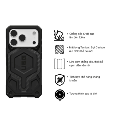 Ốp lưng UAG Monarch Pro Exclusive Cap - Bảo vệ tối thượng & Phong cách độc đáo - Nâng tầm bảo vệ và khẳng định phong cách với <strong>Ốp lưng UAG Monarch Pro Exclusive Cap</strong>. Được chế tác từ những vật liệu cao cấp và công nghệ chống sốc 5 lớp đạt chuẩn quân đội, sản phẩm này mang đến khả năng bảo vệ điện thoại vượt trội khỏi mọi va đập và rơi vỡ khắc nghiệt nhất. <strong>Ốp lưng UAG Monarch Pro Exclusive Cap</strong> không chỉ mạnh mẽ mà còn sở hữu thiết kế độc đáo, sang trọng và khả năng tương thích MagSafe tiện lợi. Đây là sự lựa chọn hoàn hảo cho những ai tìm kiếm đẳng cấp, độ bền tối đa và sự khác biệt cho thiết bị của mình.