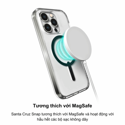 Ốp lưng Zagg Santa Cruz Snap - Trong suốt, bảo vệ chống sốc & Tương thích MagSafe - Nâng tầm bảo vệ điện thoại với <strong>Ốp lưng Zagg Santa Cruz Snap</strong> trong suốt. Sản phẩm này không chỉ phô bày vẻ đẹp nguyên bản của thiết bị mà còn cung cấp khả năng chống sốc vượt trội nhờ công nghệ D3O® Bio tiên tiến, bảo vệ điện thoại khỏi những cú rơi lên đến 4 mét. Đặc biệt, <strong>Ốp lưng Zagg Santa Cruz Snap</strong> tích hợp hoàn hảo công nghệ MagSafe, mang đến trải nghiệm sạc không dây và phụ kiện từ tính tiện lợi. Đây là sự kết hợp hoàn hảo giữa phong cách, an toàn và chức năng cho chiếc điện thoại của bạn. Chọn <strong>Ốp lưng Zagg Santa Cruz Snap</strong> để an tâm tối đa.