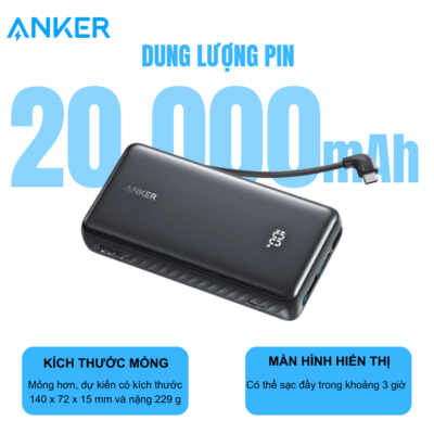 Pin sạc dự phòng Anker Zolo Power Bank 20000mAh - A110E: Nguồn Năng Lượng Cho Mọi Chuyến Đi -