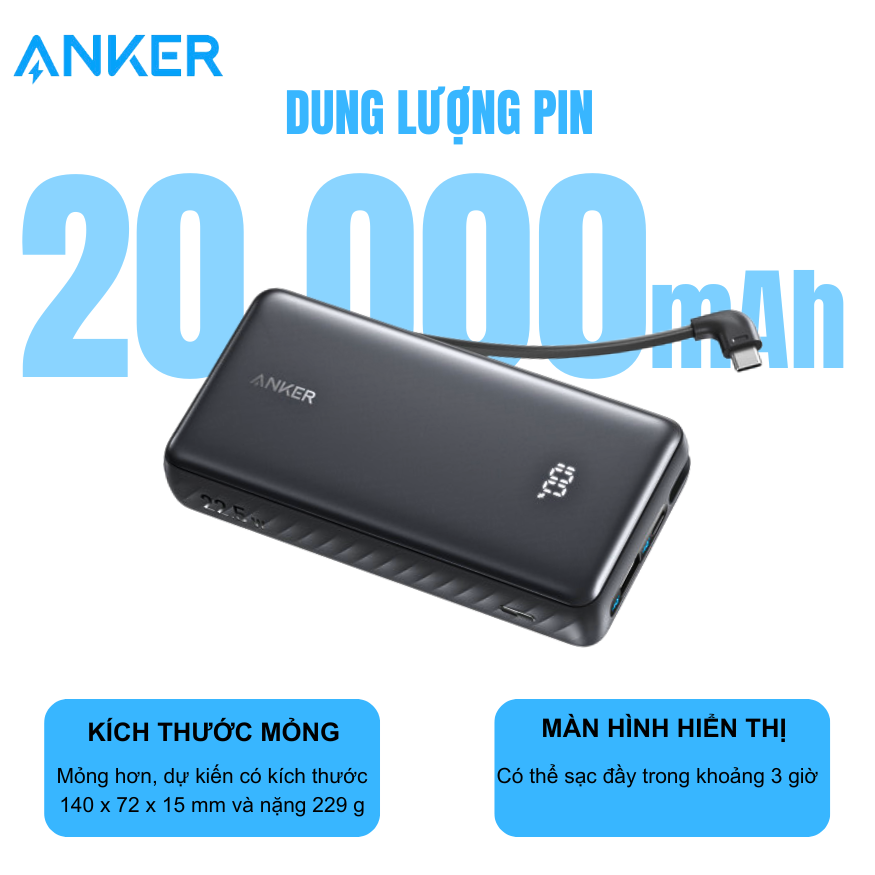 Pin sạc dự phòng Anker Zolo Power Bank 20000mAh - A110E: Nguồn Năng Lượng Cho Mọi Chuyến Đi Pin sạc dự phòng Anker Zolo Power Bank 20000mAh - A110E: Nguồn Năng Lượng Cho Mọi Chuyến Đi - Hình ảnh 2