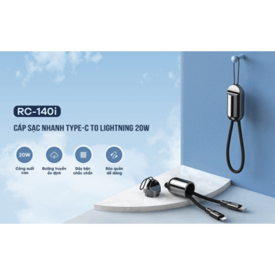 Cáp Sạc Nhanh Remax RC-140i Type-C to Lightning 20W Cáp Sạc Nhanh Remax RC-140i Type-C to Lightning 20W - Trải nghiệm sạc và truyền dữ liệu siêu tốc với cáp <strong>Remax RC-140i</strong> Type-C to Lightning. Được thiết kế đặc biệt cho các thiết bị Apple, <strong>Remax RC-140i</strong> hỗ trợ sạc nhanh Power Delivery (PD), giúp sạc đầy pin chỉ trong thời gian ngắn. Với chất liệu cao cấp, <strong>Remax RC-140i</strong> đảm bảo độ bền vượt trội, chống đứt gãy và rối. Tương thích hoàn hảo, mang lại hiệu suất ổn định và an toàn tuyệt đối.