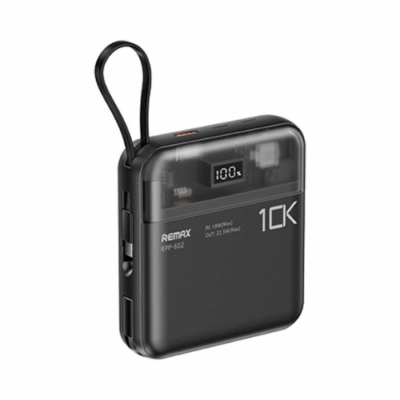 Sạc dự phòng REMAX RPP-602 10.000mAh sạc nhanh, có tích hợp 2 cáp sạc.