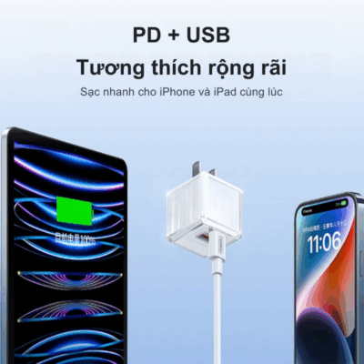 Củ Sạc Nhanh Remax RP-U93 GaN 33W - USB + Type-C, Nhỏ Gọn, Mạnh Mẽ Cho Mọi Thiết Bị Củ Sạc Nhanh Remax RP-U93 GaN 33W - USB + Type-C, Nhỏ Gọn, Mạnh Mẽ Cho Mọi Thiết Bị - Nâng cấp trải nghiệm sạc của bạn với củ sạc nhanh <strong>Remax RP-U93</strong> công nghệ GaN tiên tiến. Với công suất 33W và tích hợp cả cổng USB-A và Type-C, <strong>Remax RP-U93</strong> cho phép sạc siêu tốc cho điện thoại, máy tính bảng và laptop nhỏ gọn. Nhờ công nghệ GaN, <strong>Remax RP-U93</strong> có kích thước nhỏ gọn đáng kinh ngạc nhưng vẫn cực kỳ mạnh mẽ và an toàn. Đây là giải pháp sạc đa năng, hiệu quả và tiện lợi, lý tưởng cho mọi chuyến đi và nhu cầu sử dụng hàng ngày.