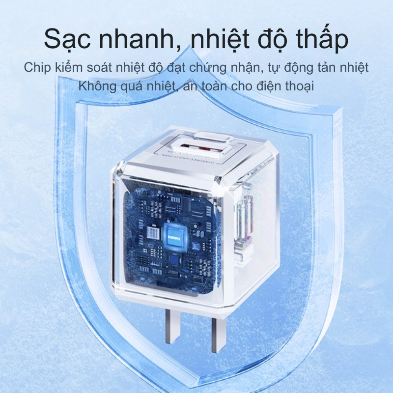 Củ Sạc Nhanh Remax RP-U93 GaN 33W - USB + Type-C, Nhỏ Gọn, Mạnh Mẽ Cho Mọi Thiết Bị Củ Sạc Nhanh Remax RP-U93 GaN 33W - USB + Type-C, Nhỏ Gọn, Mạnh Mẽ Cho Mọi Thiết Bị - Hình ảnh 5