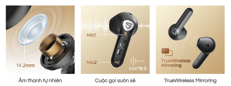 Tai nghe Bluetooth SoundPEATS Air3 Deluxe, In-ear, Driver 14.2mm, Pin 22H, IPX4, Bluetooth 5.2, aptX-Adaptive, Game Mode 60ms Tai nghe Bluetooth SoundPEATS Air3 Deluxe, In-ear, Driver 14.2mm, Pin 22H, IPX4, Bluetooth 5.2, aptX-Adaptive, Game Mode 60ms - Tai nghe <strong>SoundPEATS Air3 Deluxe</strong> thiết kế in-ear, driver 14.2mm, âm thanh chất lượng với codec aptX-Adaptive/SBC. Pin 5H (tai nghe), 22H (hộp sạc), sạc USB-C. IPX4 chống nước, micro kép ENC, Bluetooth 5.2, độ trễ 60ms (Game Mode). Điều khiển cảm ứng, app SoundPEATS. Bảo hành 12 tháng, lý tưởng nghe nhạc, chơi game, đàm thoại.