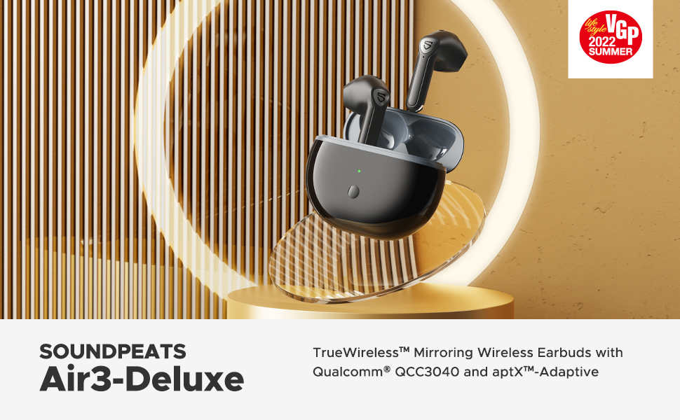Tai nghe Bluetooth SoundPEATS Air3 Deluxe, In-ear, Driver 14.2mm, Pin 22H, IPX4, Bluetooth 5.2, aptX-Adaptive, Game Mode 60ms Tai nghe Bluetooth Sounpeats Air3 Deluxe