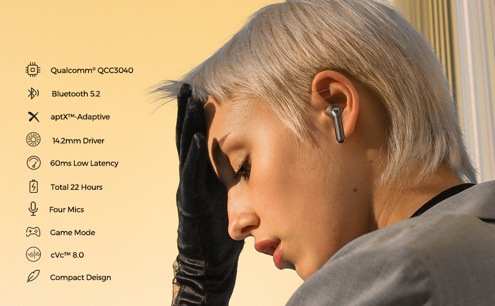 Tai nghe Bluetooth SoundPEATS Air3 Deluxe, In-ear, Driver 14.2mm, Pin 22H, IPX4, Bluetooth 5.2, aptX-Adaptive, Game Mode 60ms Tai nghe Bluetooth SoundPEATS Air3 Deluxe, In-ear, Driver 14.2mm, Pin 22H, IPX4, Bluetooth 5.2, aptX-Adaptive, Game Mode 60ms - Tai nghe <strong>SoundPEATS Air3 Deluxe</strong> thiết kế in-ear, driver 14.2mm, âm thanh chất lượng với codec aptX-Adaptive/SBC. Pin 5H (tai nghe), 22H (hộp sạc), sạc USB-C. IPX4 chống nước, micro kép ENC, Bluetooth 5.2, độ trễ 60ms (Game Mode). Điều khiển cảm ứng, app SoundPEATS. Bảo hành 12 tháng, lý tưởng nghe nhạc, chơi game, đàm thoại.