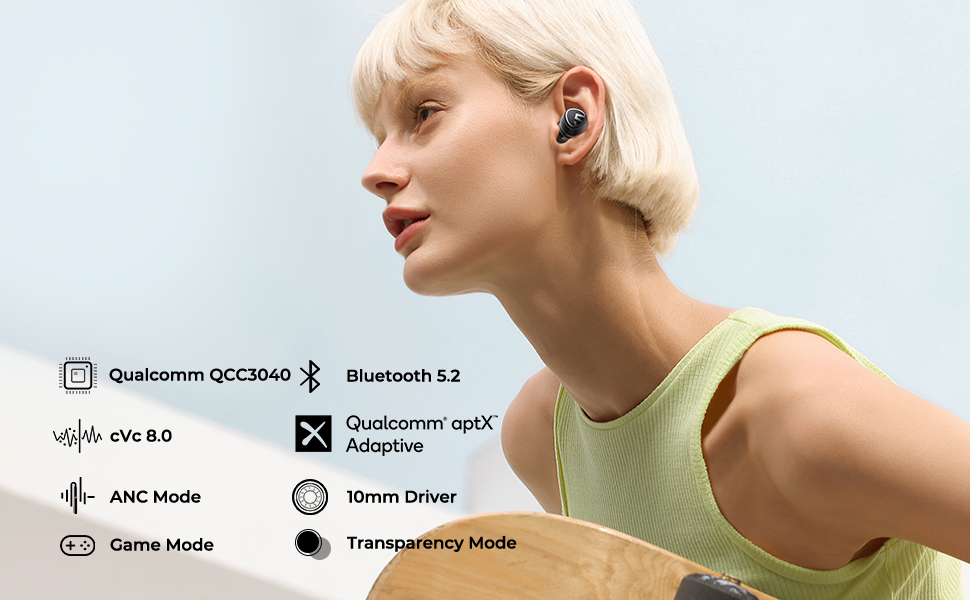 Tai nghe Bluetooth True Wireless SoundPeats Mini Pro, In-ear, Driver 10mm, Pin 21H, IPX5, Bluetooth 5.2, ANC, aptX Adaptive Tai nghe Bluetooth True Wireless SoundPeats Mini Pro, In-ear, Driver 10mm, Pin 21H, IPX5, Bluetooth 5.2, ANC, aptX Adaptive - Tai nghe <strong>SoundPeats Mini Pro</strong> với thiết kế in-ear nhỏ gọn, driver 10mm, âm thanh chất lượng cao, codec aptX Adaptive. Pin 7H (tai nghe), 21H (với hộp sạc), sạc USB-C. IPX5 chống nước, micro kép ENC, Bluetooth 5.2, ANC -35dB, độ trễ thấp. Điều khiển cảm ứng, bảo hành 12 tháng, lý tưởng nghe nhạc, đàm thoại, thể thao.