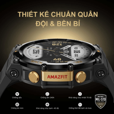 Đồng hồ thông minh Amazfit T-Rex 2 - Chinh phục mọi cực hạn, khám phá không giới hạn Đồng hồ thông minh Amazfit T-Rex 2 - Chinh phục mọi cực hạn, khám phá không giới hạn - Đồng hành cùng bạn trong mọi chuyến phiêu lưu, <strong>Amazfit T-Rex 2</strong> là chiếc đồng hồ thông minh siêu bền, đạt 15 chứng nhận quân đội MIL-STD-810G. Với khả năng chống nước 10 ATM, định vị GPS băng tần kép cực kỳ chính xác và thời lượng pin lên đến 24 ngày, <strong>Amazfit T-Rex 2</strong> sẵn sàng thách thức mọi môi trường. Tích hợp theo dõi nhịp tim, SpO2, theo dõi giấc ngủ và hơn 150 chế độ thể thao, chiếc đồng hồ này là trợ thủ đắc lực giúp bạn vượt qua mọi giới hạn và khám phá thế giới xung quanh một cách an toàn và hiệu quả.