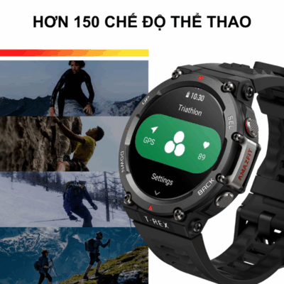 Đồng hồ thông minh Amazfit T-Rex 2 - Chinh phục mọi cực hạn, khám phá không giới hạn Đồng hồ thông minh Amazfit T-Rex 2 - Chinh phục mọi cực hạn, khám phá không giới hạn - Đồng hành cùng bạn trong mọi chuyến phiêu lưu, <strong>Amazfit T-Rex 2</strong> là chiếc đồng hồ thông minh siêu bền, đạt 15 chứng nhận quân đội MIL-STD-810G. Với khả năng chống nước 10 ATM, định vị GPS băng tần kép cực kỳ chính xác và thời lượng pin lên đến 24 ngày, <strong>Amazfit T-Rex 2</strong> sẵn sàng thách thức mọi môi trường. Tích hợp theo dõi nhịp tim, SpO2, theo dõi giấc ngủ và hơn 150 chế độ thể thao, chiếc đồng hồ này là trợ thủ đắc lực giúp bạn vượt qua mọi giới hạn và khám phá thế giới xung quanh một cách an toàn và hiệu quả.