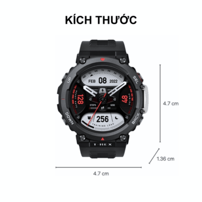 Đồng hồ thông minh Amazfit T-Rex 2 - Chinh phục mọi cực hạn, khám phá không giới hạn Đồng hồ thông minh Amazfit T-Rex 2 - Chinh phục mọi cực hạn, khám phá không giới hạn - Đồng hành cùng bạn trong mọi chuyến phiêu lưu, <strong>Amazfit T-Rex 2</strong> là chiếc đồng hồ thông minh siêu bền, đạt 15 chứng nhận quân đội MIL-STD-810G. Với khả năng chống nước 10 ATM, định vị GPS băng tần kép cực kỳ chính xác và thời lượng pin lên đến 24 ngày, <strong>Amazfit T-Rex 2</strong> sẵn sàng thách thức mọi môi trường. Tích hợp theo dõi nhịp tim, SpO2, theo dõi giấc ngủ và hơn 150 chế độ thể thao, chiếc đồng hồ này là trợ thủ đắc lực giúp bạn vượt qua mọi giới hạn và khám phá thế giới xung quanh một cách an toàn và hiệu quả.