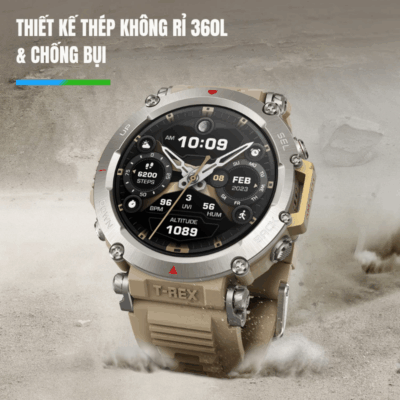 Đồng hồ thông minh Amazfit T-Rex Ultra - Đỉnh cao bền bỉ, hiệu suất vượt trội, chinh phục mọi giới hạn Đồng hồ thông minh Amazfit T-Rex Ultra - Đỉnh cao bền bỉ, hiệu suất vượt trội, chinh phục mọi giới hạn - Khám phá sức mạnh vô hạn cùng <strong>Amazfit T-Rex Ultra</strong>, chiếc đồng hồ thông minh siêu cao cấp dành cho những nhà thám hiểm chuyên nghiệp. Với thiết kế bằng thép không gỉ, đạt 15 tiêu chuẩn quân đội MIL-STD-810H và khả năng chống nước 10 ATM, <strong>Amazfit T-Rex Ultra</strong> thách thức mọi môi trường. Tích hợp định vị GNSS băng tần kép cực kỳ chính xác, màn hình AMOLED sắc nét, thời lượng pin siêu khủng và khả năng hoạt động ở -30°C. Theo dõi sức khỏe toàn diện và hơn 160 chế độ thể thao, <strong>Amazfit T-Rex Ultra</strong> là công cụ tối thượng giúp bạn chinh phục mọi đỉnh cao.