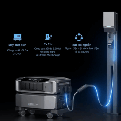 EcoFlow Delta Pro Ultra Inverter (6144Wh, 6900W) – Trạm điện di động dự phòng toàn diện cho gia đình EcoFlow Delta Pro Ultra Inverter (6144Wh, 6900W) – Trạm điện di động dự phòng toàn diện cho gia đình - Đạt được sự độc lập năng lượng tối đa với <strong>Trạm điện di động EcoFlow Delta Pro Ultra Inverter</strong> mạnh mẽ. Với dung lượng 6144Wh và công suất đầu ra lên đến 6900W, thiết bị này là giải pháp dự phòng toàn diện cho cả ngôi nhà, xe RV, hoặc các nhu cầu năng lượng công suất lớn. <strong>EcoFlow Delta Pro Ultra Inverter</strong> tích hợp công nghệ pin LiFePO4 bền bỉ, khả năng sạc siêu nhanh và hệ thống quản lý năng lượng thông minh. Đây là trung tâm năng lượng cốt lõi, đảm bảo bạn luôn có nguồn điện đáng tin cậy, an toàn và hiệu quả, bất kể tình huống nào.