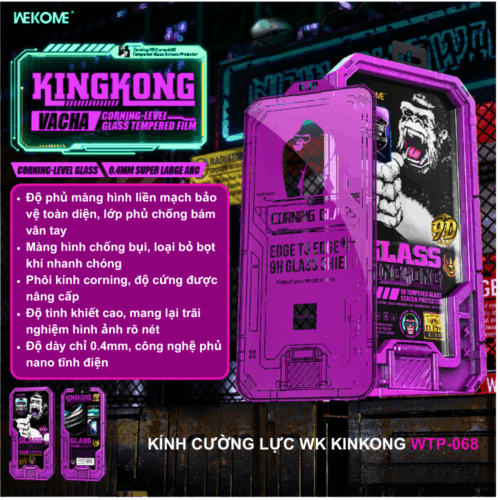 Kính Cường Lực WK KINKONG WTP-068 – Trong Suốt, Chống Trầy Xước, Full Viền Màn Hình, Bảo Vệ Toàn Diện Điện Thoại Dành Cho IPhone - Hình ảnh 2