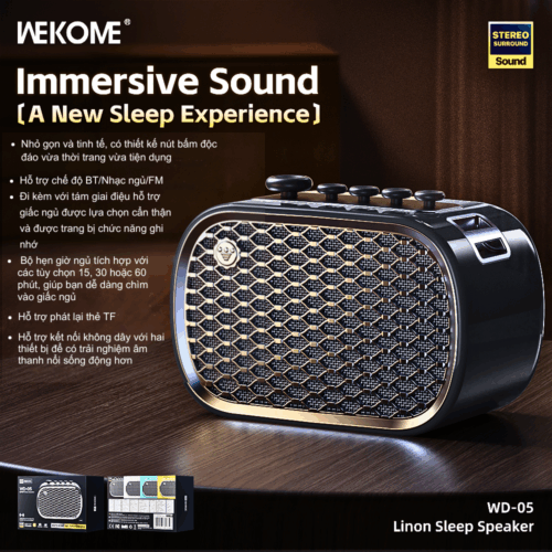 Loa Bluetooth WeKome WD-05 Bass Mạnh Mẽ - Âm Thanh Sống Động - Thiết Kế Hiện Đại - Hình ảnh 5