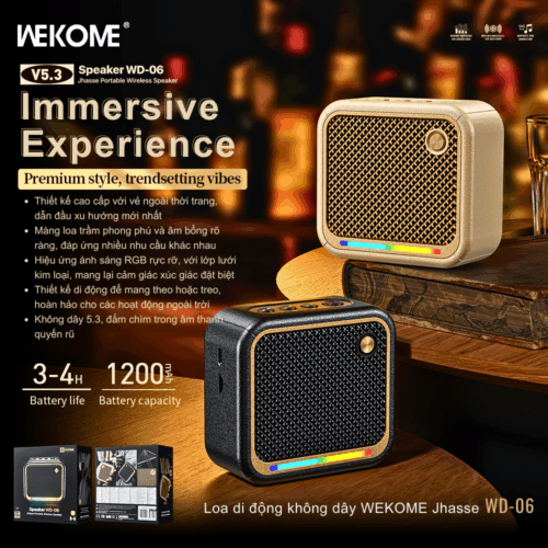 Loa Bluetooth WeKome WD-06 Âm Bass Mạnh Mẽ, Thiết Kế Đa Năng - Hình ảnh 5