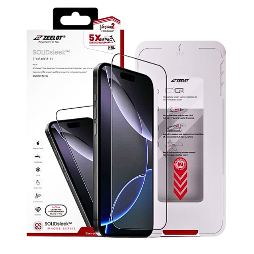 Kính Cường Lực Zeelot SOLIDsleek Ultra 2.5D Trong Suốt Cho IP 15Promax/16Promax và 17 Series Kính Cường Lực Zeelot SOLIDsleek Ultra 2.5D Trong Suốt Cho IP 15Promax/16Promax và 17 Series