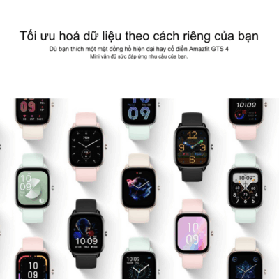 Đồng hồ thông minh Amazfit GTS 4 Mini - Thanh lịch tối giản, hiệu suất tối đa, đồng hành cùng bạn mỗi ngày Đồng hồ thông minh Amazfit GTS 4 Mini - Thanh lịch tối giản, hiệu suất tối đa, đồng hành cùng bạn mỗi ngày - Đẳng cấp và tiện ích hội tụ trong <strong>Amazfit GTS 4 Mini</strong>, chiếc đồng hồ thông minh siêu mỏng và nhẹ với thiết kế thời thượng. Màn hình AMOLED Ultra HD rực rỡ, khung kim loại cao cấp và thời lượng pin đáng kinh ngạc lên đến 15 ngày, <strong>Amazfit GTS 4 Mini</strong> là phụ kiện hoàn hảo cho cuộc sống năng động. Tích hợp định vị GPS 5 vệ tinh, theo dõi sức khỏe toàn diện (nhịp tim, SpO2, căng thẳng, giấc ngủ) và hơn 120 chế độ thể thao, chiếc đồng hồ này là người bạn đồng hành lý tưởng, giúp bạn sống khỏe mạnh, kết nối và luôn tự tin thể hiện phong cách riêng.