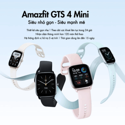 Đồng hồ thông minh Amazfit GTS 4 Mini - Thanh lịch tối giản, hiệu suất tối đa, đồng hành cùng bạn mỗi ngày Đồng hồ thông minh Amazfit GTS 4 Mini - Thanh lịch tối giản, hiệu suất tối đa, đồng hành cùng bạn mỗi ngày - Đẳng cấp và tiện ích hội tụ trong <strong>Amazfit GTS 4 Mini</strong>, chiếc đồng hồ thông minh siêu mỏng và nhẹ với thiết kế thời thượng. Màn hình AMOLED Ultra HD rực rỡ, khung kim loại cao cấp và thời lượng pin đáng kinh ngạc lên đến 15 ngày, <strong>Amazfit GTS 4 Mini</strong> là phụ kiện hoàn hảo cho cuộc sống năng động. Tích hợp định vị GPS 5 vệ tinh, theo dõi sức khỏe toàn diện (nhịp tim, SpO2, căng thẳng, giấc ngủ) và hơn 120 chế độ thể thao, chiếc đồng hồ này là người bạn đồng hành lý tưởng, giúp bạn sống khỏe mạnh, kết nối và luôn tự tin thể hiện phong cách riêng.
