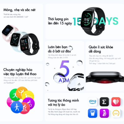 Đồng hồ thông minh Amazfit GTS 4 Mini - Thanh lịch tối giản, hiệu suất tối đa, đồng hành cùng bạn mỗi ngày Đồng hồ thông minh Amazfit GTS 4 Mini - Thanh lịch tối giản, hiệu suất tối đa, đồng hành cùng bạn mỗi ngày - Đẳng cấp và tiện ích hội tụ trong <strong>Amazfit GTS 4 Mini</strong>, chiếc đồng hồ thông minh siêu mỏng và nhẹ với thiết kế thời thượng. Màn hình AMOLED Ultra HD rực rỡ, khung kim loại cao cấp và thời lượng pin đáng kinh ngạc lên đến 15 ngày, <strong>Amazfit GTS 4 Mini</strong> là phụ kiện hoàn hảo cho cuộc sống năng động. Tích hợp định vị GPS 5 vệ tinh, theo dõi sức khỏe toàn diện (nhịp tim, SpO2, căng thẳng, giấc ngủ) và hơn 120 chế độ thể thao, chiếc đồng hồ này là người bạn đồng hành lý tưởng, giúp bạn sống khỏe mạnh, kết nối và luôn tự tin thể hiện phong cách riêng.