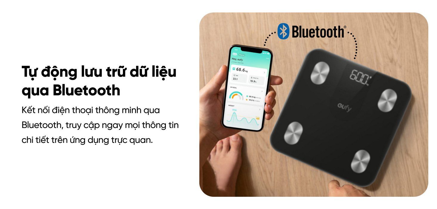 Cân Điện Tử Thông Minh Eufy A1 - Theo Dõi Sức Khỏe Toàn Diện, Chính Xác Cân Điện Tử Thông Minh Eufy A1 - Theo Dõi Sức Khỏe Toàn Diện, Chính Xác - Khám phá ngay <strong>Cân điện tử thông minh eufy A1</strong>, trợ lý sức khỏe đắc lực cho cả gia đình bạn. Với thiết kế tinh tế, mặt kính cường lực sang trọng, <strong>eufy A1</strong> không chỉ là một chiếc cân mà còn là thiết bị theo dõi sức khỏe toàn diện. Sản phẩm có khả năng phân tích đến 12 chỉ số cơ thể quan trọng như cân nặng, BMI, tỷ lệ mỡ, khối lượng xương, cơ... Dữ liệu được đồng bộ hóa dễ dàng qua Bluetooth với ứng dụng EufyLife, tương thích với các ứng dụng sức khỏe phổ biến khác như Apple Health, Google Fit. Với khả năng lưu trữ dữ liệu cho 16 người dùng, <strong>eufy A1</strong> là lựa chọn hoàn hảo để mọi thành viên cùng nhau xây dựng lối sống lành mạnh.