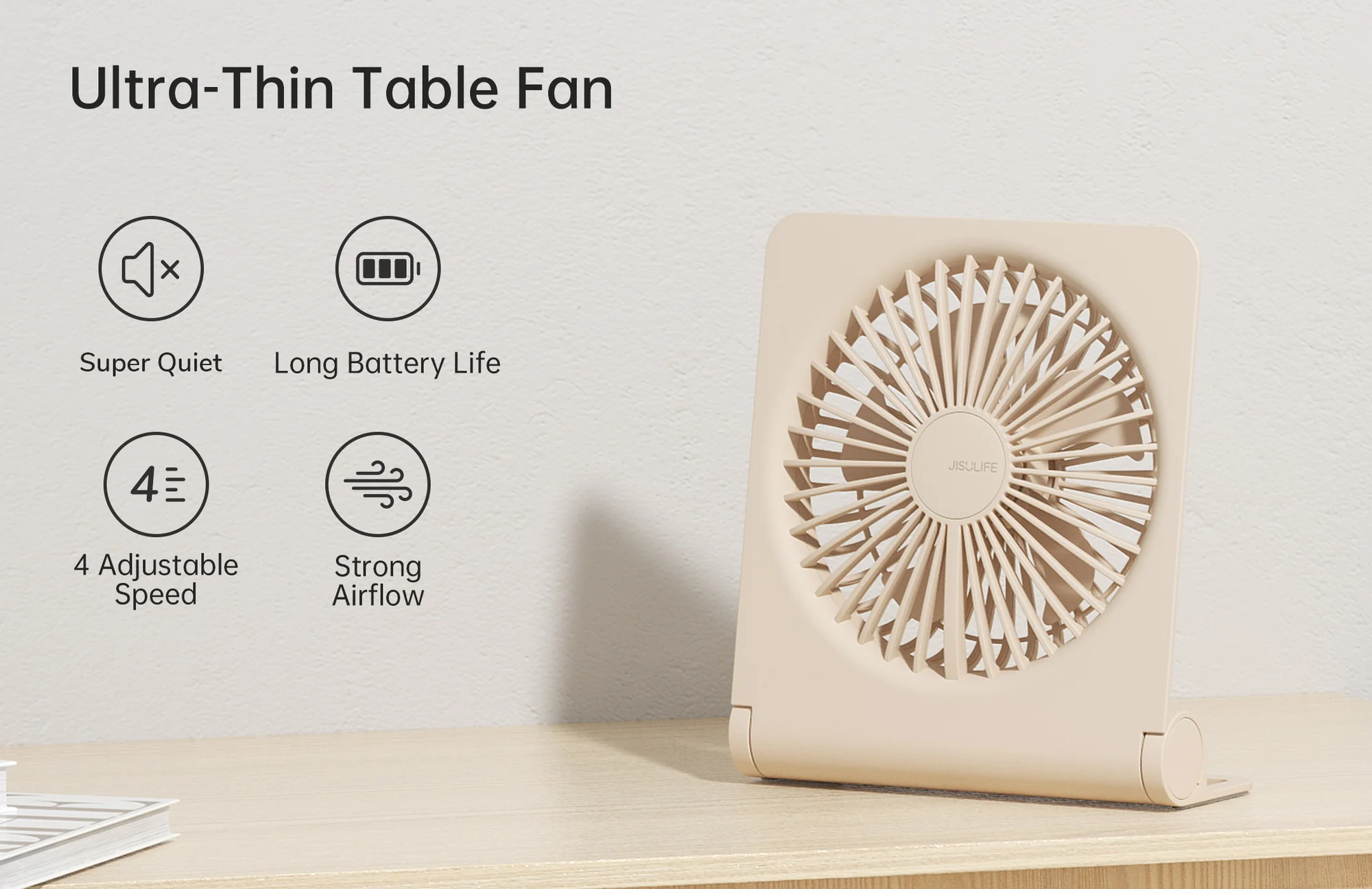 Quạt để bàn mini JISULIFE Life3 FA28 pin 4500mAh, 16 giờ