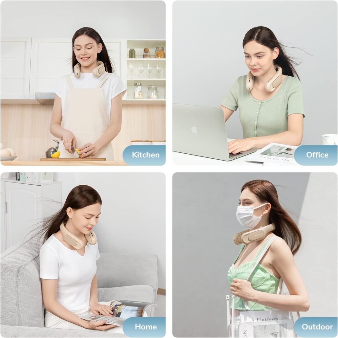Quạt Đeo Cổ Không Cánh JISULIFE FA35Pro Pin 4000mAh, 4 Cấp Gió, Làm Mát 360° -