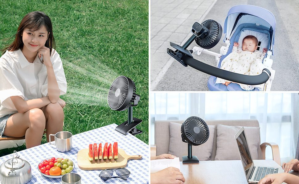 Quạt kẹp mini đa năng Jisulife F7B có thể để bàn
