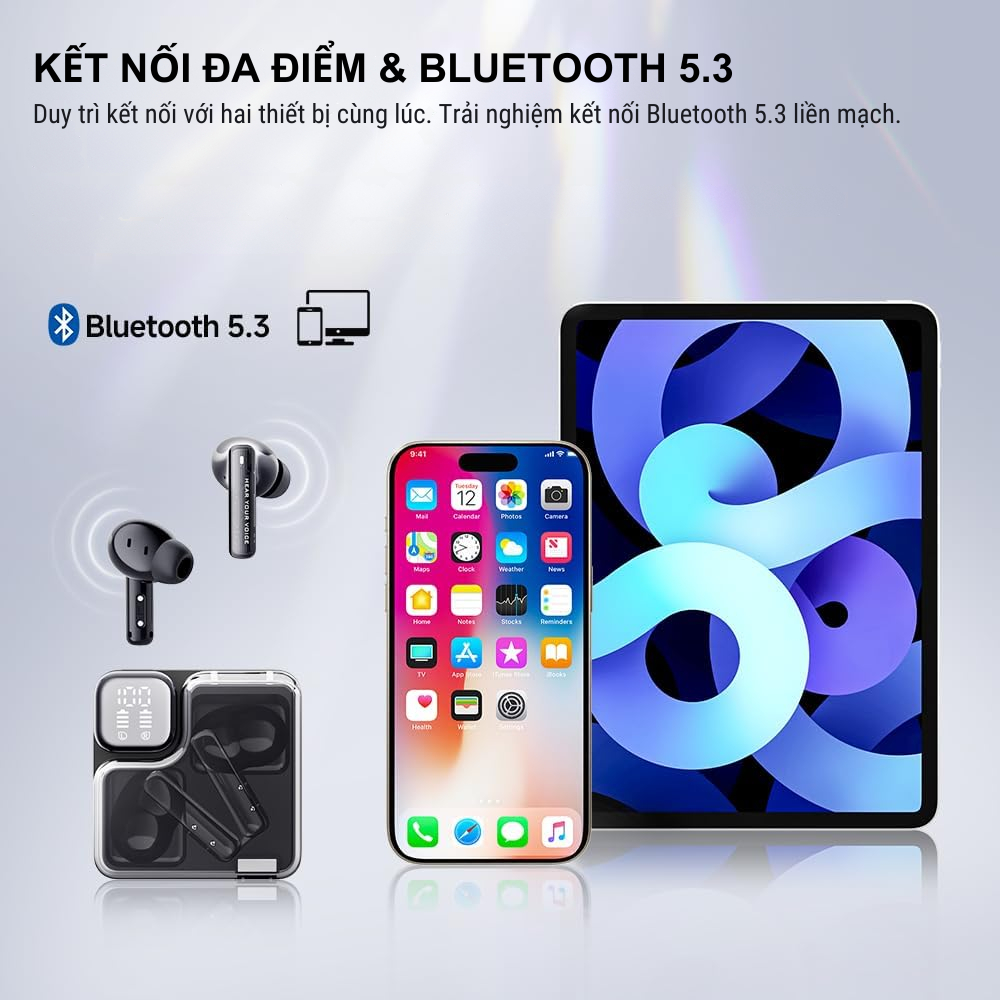 Tai nghe True Wireless QCY MeloBuds Neo, LED Hiển Thị Pin, Bluetooth 5.3, 24H Playtime, 68ms Low Latency -
