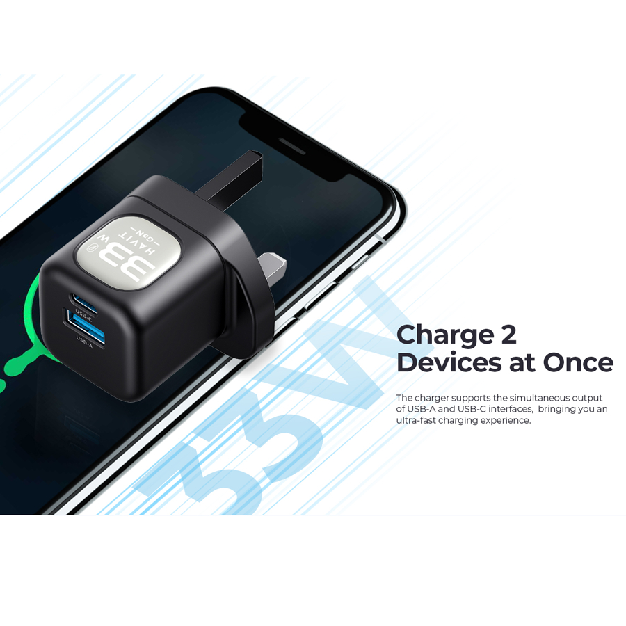 Combo Cốc - Cáp Sạc Nhanh HAVIT UC233, Sạc Nhanh PD 30W + USB-A 30W, Cáp C-C PD 60W - BH 12 Tháng Combo Cốc - Cáp Sạc Nhanh HAVIT UC233, Sạc Nhanh PD 30W + USB-A 30W, Cáp C-C PD 60W - BH 12 Tháng - Nâng cấp toàn diện trải nghiệm sạc của bạn với combo cốc cáp sạc nhanh <strong>HAVIT UC233</strong>. Bộ sản phẩm "tất cả trong một" này bao gồm củ sạc 2 cổng mạnh mẽ (USB-C PD 30W và USB-A 30W) cùng sợi cáp Type-C to Type-C hỗ trợ công suất đến 60W. Sạc nhanh cho hai thiết bị cùng lúc, từ iPhone, Samsung cho đến cả MacBook Air. Cáp bọc dù siêu bền, chống rối và chống đứt gãy, đảm bảo tuổi thọ vượt trội. Tích hợp chip thông minh bảo vệ an toàn tuyệt đối cho thiết bị của bạn. Với chính sách bảo hành 12 tháng, <strong>HAVIT UC233</strong> là giải pháp năng lượng mạnh mẽ, tiện lợi và đáng tin cậy nhất.