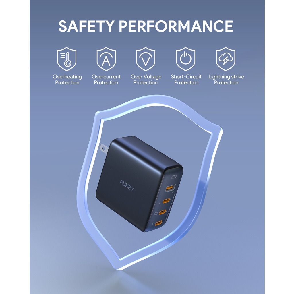 Aukey PA-B7S Củ sạc siêu nhanh máy tính/ điện thoại 4 cổng 100W Omnia™ GaNFast công nghệ PD3.0, PPS, QC4+ Aukey PA-B7S Củ sạc siêu nhanh máy tính/ điện thoại 4 cổng 100W Omnia™ GaNFast công nghệ PD3.0, PPS, QC4+ - <ul> <li class="irIKAp">Model : Aukey PA-B7S</li> <li class="irIKAp">Đầu vào: AC 100-240V 50/60Hz 2.5A</li> <li class="irIKAp">Giao thức sạc: USB-C: Apple 2.4A. Samsung 5V 2A. PPS, PD3.0.PD2.0. QC4+, QC4. QC3.0. QC2.0. AFC.FCP, SCP, PE2.0. PE1.1</li> <li class="irIKAp">USB-A : Apple 2.4A. Samsung 5V 2A. QC3.0. QC2.0. AFC, FCP. SCP.PE2.0. PE1.1</li> <li class="irIKAp">Đầu ra sạc 1 thiết bị:</li> </ul> <p style="padding-left: 40px">+ USB-C 1/2/3: 3.3-21V 5A (PPS) / 5V 3A / 9V 3A / 12V 3A /15V 3A / 20V 5A (Tối đa 100W)</p> <p style="padding-left: 40px">+ USB-A: 4.5V 5A / 5V 4.5A (SCP) / 5V 3A / 9V 3A / 12V 3A /20V 3A (Tối đa 60W)</p> <ul> <li>Đầu ra sạc nhiều thiết bị cùng lúc:</li> </ul> <p style="padding-left: 40px">+ USB-C1+USB-C2: 65W+30W hoặc 30W+65W hoặc 45W+45W(Tối đa 95W)</p> <p style="padding-left: 40px">+ USB-C1/2+USB-C3/USB-A: 65W+30W (Tối đa 95W)</p> <p style="padding-left: 40px">+ USB-C3+USB-A: 12W+12W(Tối đa 24W)</p> <p style="padding-left: 40px">+ USB-C1+USB-C2+USB-C3: 45W+30W+20W (Tối đa 95W)</p> <p style="padding-left: 40px">+ USB-C1+USB-C2+USB-A: 45W+30W+22,5W (97,5WMax)</p> <p style="padding-left: 40px">+ USB-C1/2+USB-C3+USB-A: 65W+12W+12W (Tối đa 89W)</p> <p style="padding-left: 40px">+ USB-C1+USB-C2+USB-C3+USB-A:45W+30W+10W+10W (Tối đa 95W)</p> <ul> <li class="irIKAp">Tổng công suất: 100W</li> <li class="irIKAp">Kích thước: 69,8x 69,3 x33mm / 2,75"x2,73"x1,29"</li> <li class="irIKAp">Tọng lượng: 223g / 7,87oz</li> </ul>