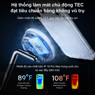 Trạm Sạc Không Dây 3-in-1 Anker Prime B25X7 MagGo Qi2 15W Kèm Tản Nhiệt AirCool – Chính Hãng Anker Prime B25X7